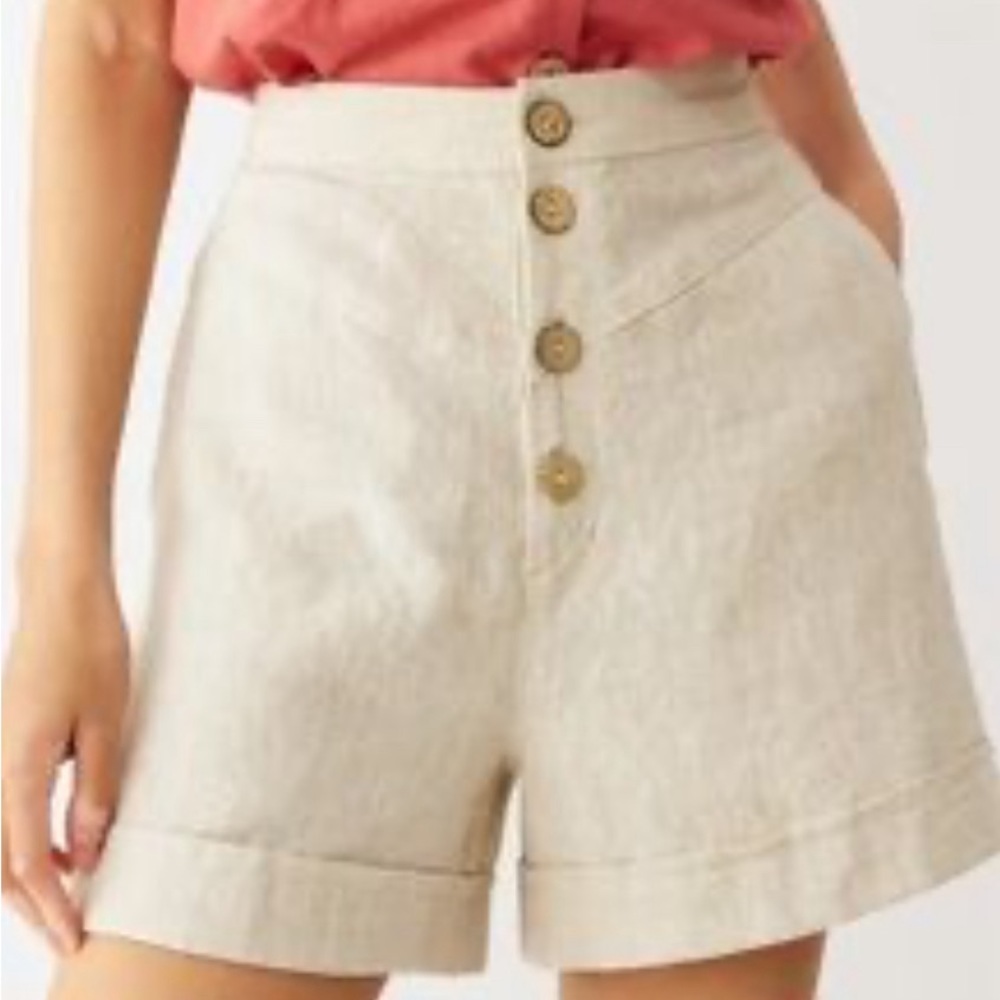 Orla 100% Linen Button-Fly Cuffed Shorts
